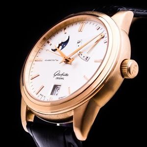GLASHÜTTE ORIGINAL SENATOR 18K ROSEGOLD AUF UND AB MONDPHASE DATE KALIBER 39