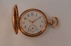 Uninon Glocke Dürrstein und Comp. Dresden Taschenuhr Savonette 585er Goldgehäuse