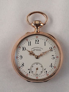 Uninon Glashütte bei Dresden Taschenuhr Lepine 585er Rosegoldgehäuse extrem rar