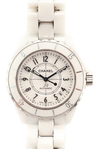 Chanel White Ceramic Link J12 Automatic 38mm Watch With Box