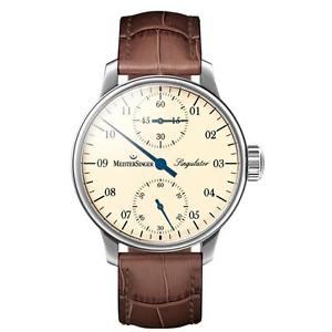 MEISTERSINGER MEN'S SINGULATOR 46MM BROWN LEATHER BAND MECHANICAL WATCH SIM103