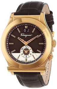 Ferragamo Men's F62LDT5095 S497 Ferragamo 1898 Gold IP Brown Leather Wristwatch