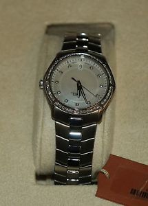 EBEL CLASSIC SPORT GRANDE LADIES DIAMOND BEZEL STEEL WATCH 32MM #1215987