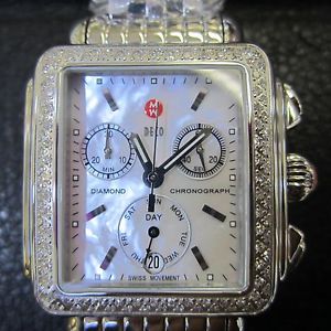 MICHELE DECO LADY'S WATCH CHRONO ALL S/S DIAMOND SAPPHIRE SWISS  MWW06P000099