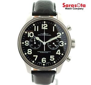 Zeno-Watch Basel 8561 Pilot Chronograph Black Leather Automatic Men's Watch