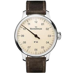 MEISTERSINGER MEN'S SINGLE HAND NO.01 43MM STEEL CASE MECHANICAL WATCH AM3303