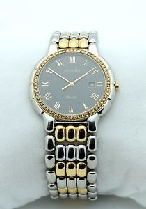 Juvenia Biarritz Two Tone St Steel Band 18k Gold Diamond Bezel Watch 11580N