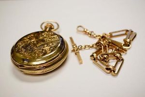 Hampden, Rosenkrans and Thatcher, Solid 14K Gold 1890s Pocket Watch & 14K Chain