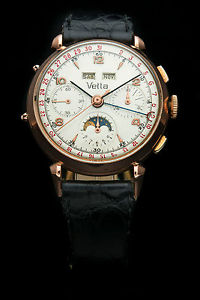 VETTA DATO-COMPAX DATORA MOON PHASE VINTAGE TRIPLE CALENDAR CHRONOGRAPH WATCH