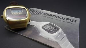 Vintage Heuer Chronosplit LED LCD Watch Uhr R. 100.725