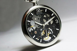 New EPOS 2003SKBK Skeleton Hand-winding Stainless x Automatic Pocket Watch,AS
