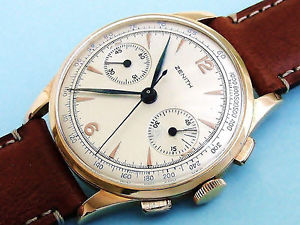 ZENITH 18K GOLD CAL.156 COLUMN WHEEL CHRONOGRAPH OVERSIZE 38MM SPLENDID!