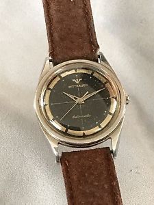 Vintage Wittnauer Automatic Watch with Black Gilt Cross Hair Mirrored Dial