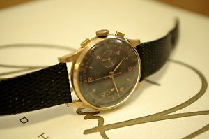 vintage chronograph, 18k gold, chronographe suisse, large size