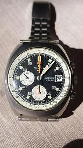 Very rare men's vintage 70's Silvana Chronograph Pilots watch Lemania automatic