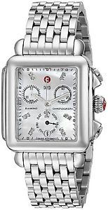 MICHELE Women's MWW06P000014 Deco Analog Display Swiss Quartz Silver Watch