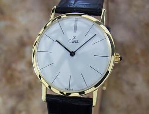 Ebel Rare 18k Gold Swiss 1960s 32mm Watch W Solid 14k Gold Manual Movement ma14