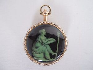 5B1134 Rare antique Blue/black enamel inlaid pearls 18k solid gold  镶珍珠珐琅彩实金怀表