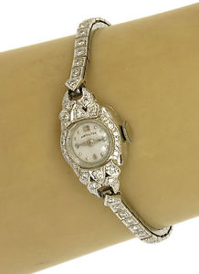 14k White Gold & Diamond Ladies Hamilton Mechanical Wrist Watch