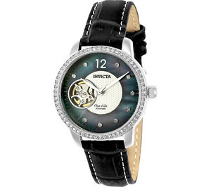 Invicta Women's   Objet D Art 22620 Black Leather/Silver/Black