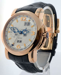 Ulysse Nardin GMT Perpetual 18k Rose Gold Mens Automatic Watch Box/Papers 322-66