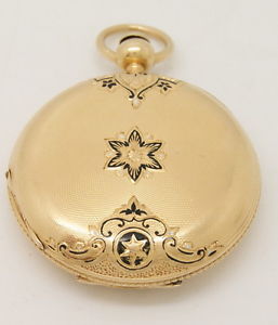 1865 AWCo Civil War Era Waltham 18K Solid Gold Enamel Star Case Pocket Watch