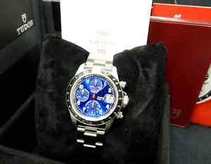 TUDOR Chronotime Tiger Ref 79260 Automatic Men's Blue Watch Used W/Box Card Rare