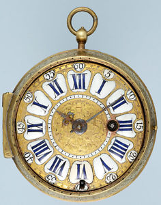 Very Fine French Oignon with Cartouche Dial with silver cock