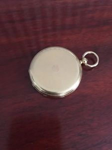 Antique 18 KT Yellow Gold Hunter Case Key Wound Pocket Watch (Working)