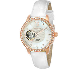 Invicta Women's   Objet D Art 22622 White Leather/Rose Gold/Silver