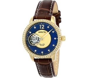 Invicta Women's   Objet D Art 22621 Brown Leather/Gold/Blue