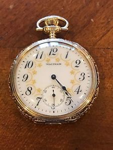 Waltham 17 Jewel 14k Solid Gold 12s Pocket Watch ~ Runs Great