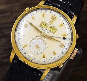VERY RARE! Vintage CITIZEN Domestic first triple calendar 1950 Hand winding