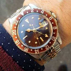 Rolex Inlay Insert Bezel ghiera For Gmt 1675 /3 /8 Brown/red Tropical Faded
