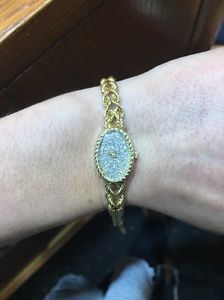 14kt Yellow Gold Rope Chain Ladies Watch With All Diamond Face
