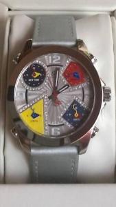 Jacob & Co. JC-M57 Five 5 Time Zone 40mm Steel Diamond Bezel 0.59ct Watch Rare