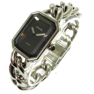 Authentic CHANEL Vintage Premiere Wristwatch Silver Quartz Swiss Made #L G02632