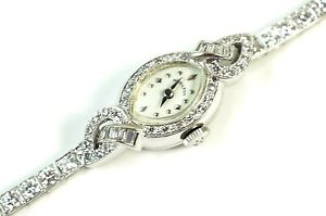 Hamilton Lady’s 14K White Gold & Diamond Wrist Watch APPROX 3.50 CARATS DIAMONDS