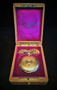 Rare "Hy Moser & Cie" Solid Gold Men’s Pocket Watch with Chain and Fob, Moscow,