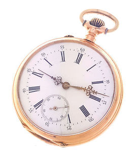 18k Gold  Swiss Ancre Ligne Droite16 Rubis Pocket watch