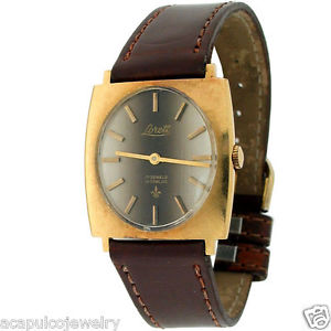 Vintage Lorett Incabloc 18K Yellow Gold & Leather Strap Ladies Watch