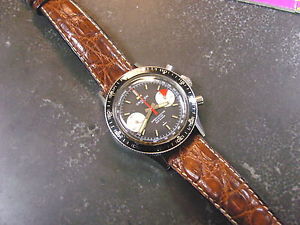 Vintage Croton Nivada Chronomaster Aviator Sea Diver Mens Chronograph Valjoux