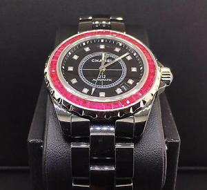 Chanel J12 Automatic 38mm Black Ceramic Ruby Diamond Bezel Diamond Dal Factory