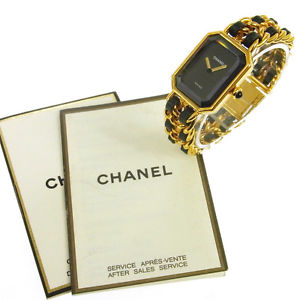 Authentic CHANEL Vintage Premiere Wristwatch Gold Quartz Swiss Made #M G02602