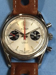 Vintage Le Jour Panda Chronograph Twisted Lugs 7733 Beautiful Rare Piece