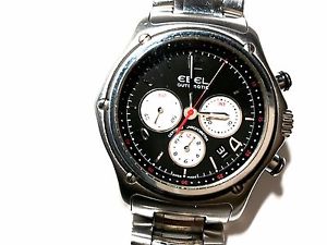 Ebel Mens Chronometer 9137260 1911 Dial Black Dial Watch w box & manuals