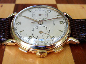 ZENITH 18K GOLD EXCELSIOR PARK CAL 143 CHRONOGRAPH PRETTY LUGS SPLENDID