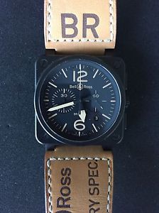 Bell & Ross Aviation BR0394 Heritage Carbon Chronograph Black Dial Watch