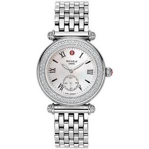 MICHELE WOMEN'S 37MM STEEL BRACELET & CASE QUARTZ MOP DIAL WATCH MWW16A000001