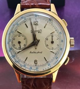 wristwatch  vintage anni 50 Eberhard chonograph fly back Valjoux 65 oro 18kt g.f